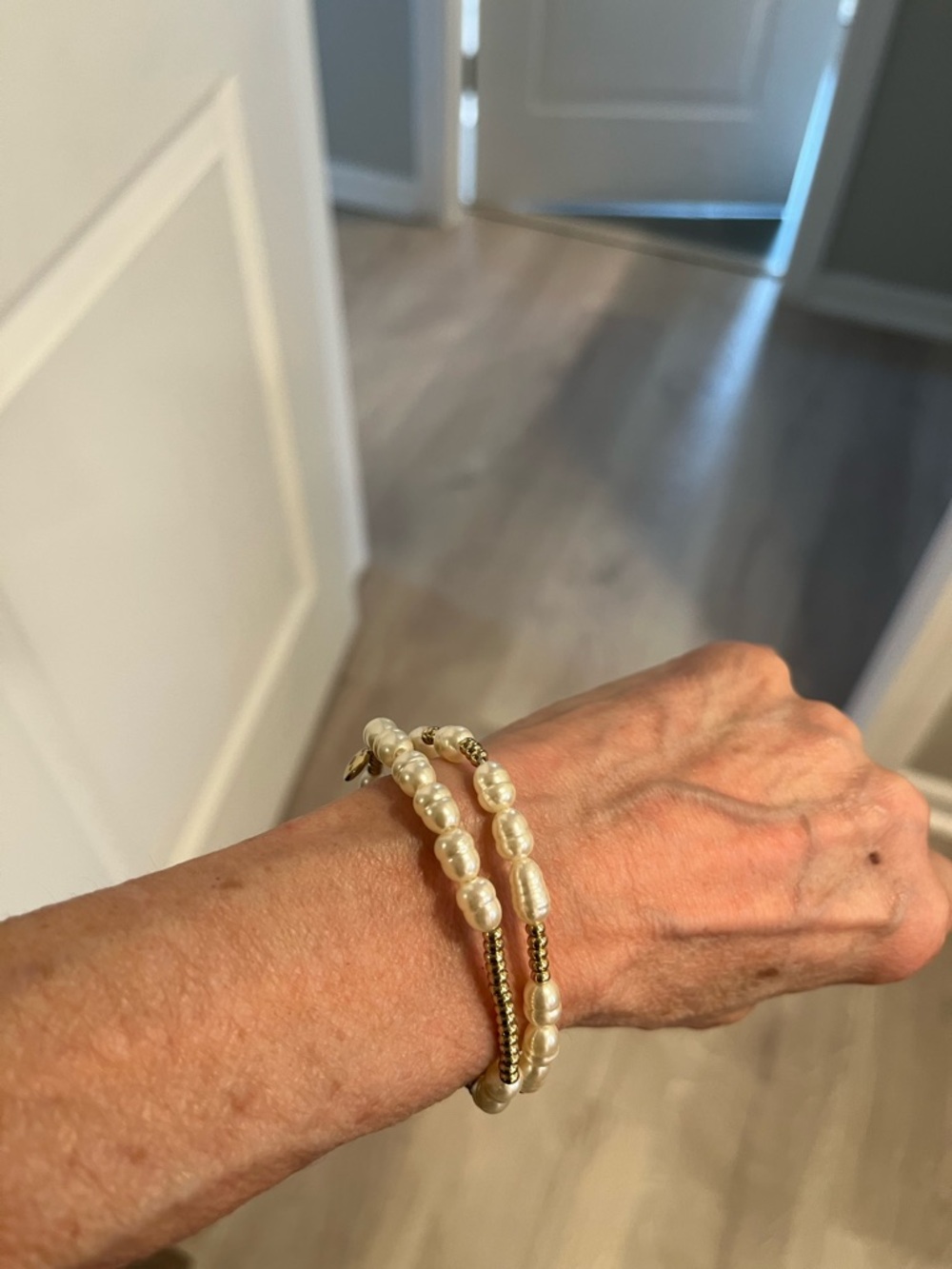 Pearl and Gold-Tone set of 2 Bracelets